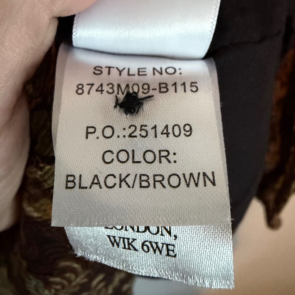 PAIGE Elias dress Silk brown paisley print L boho western chic drop waist fall - Picture 7 of 8